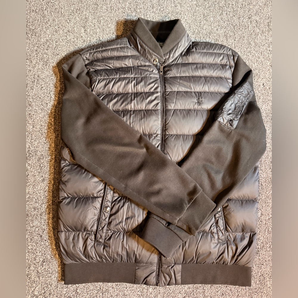 Polo by Ralph Lauren Purple Black and Gray Hooded Jacket bomber puffer medium